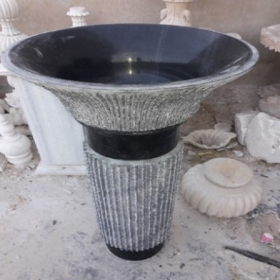 Roman Black Marbled Polished Sink